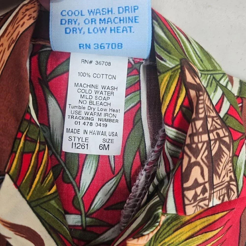 RJC Infant Boy Hawaiian Shirt Shorts Set 6M Cotton Surfboard Tropical Pattern NE